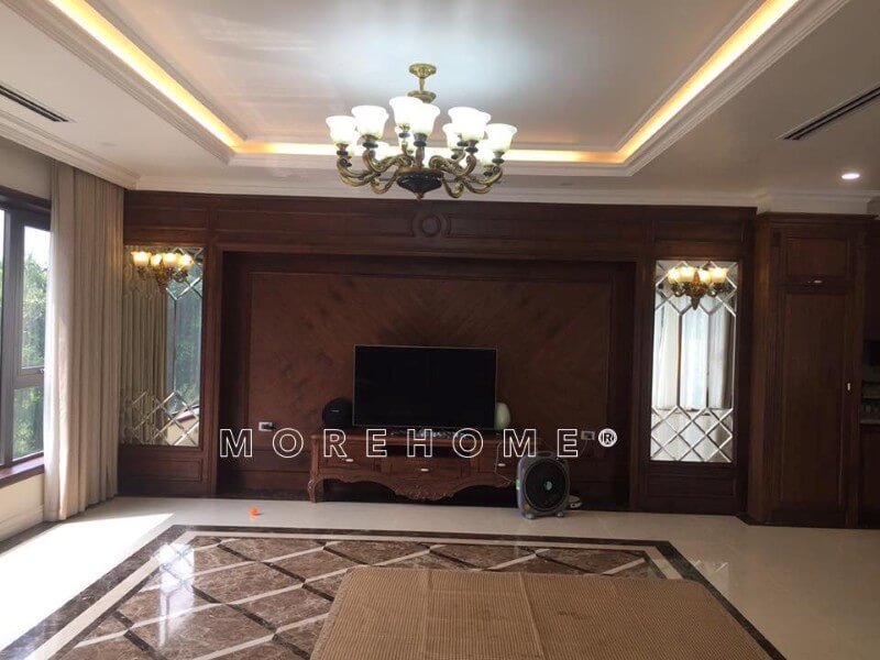 Gợi ý bạn sản phẩm công trình thi công trọn gói hoàn thiện nội thất gỗ tự nhiên sang trọng tại phòng khách biệt thự Ecopark Hưng Yên Thi công nội thất biệt thự ecopark tân cổ điển